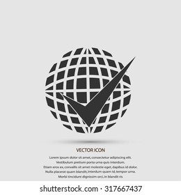 globe and ok icon