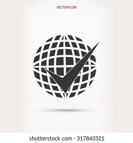 globe and ok icon