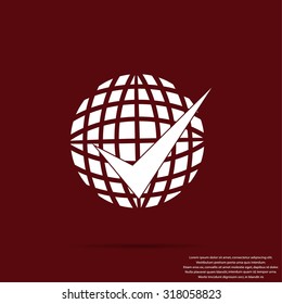 globe and ok icon