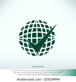 globe and ok icon