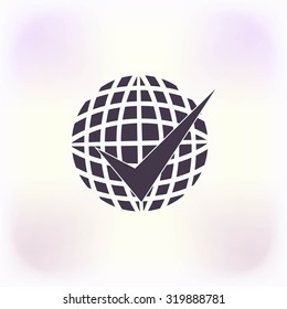 globe and ok icon