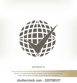 globe and ok icon