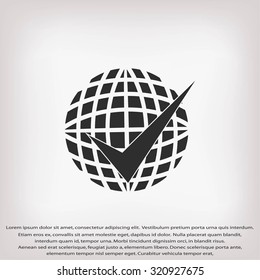 globe and ok icon