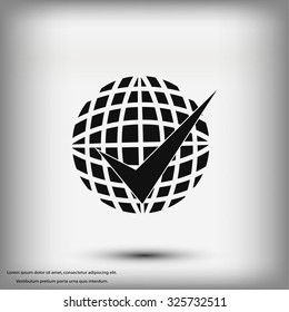 globe and ok icon
