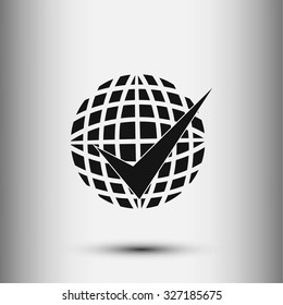globe and ok icon