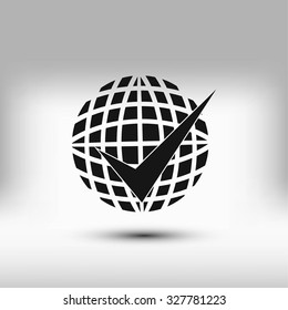 globe and ok icon