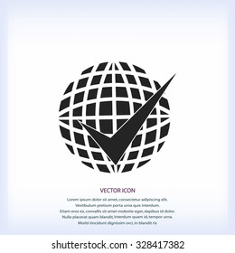globe and ok icon