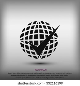 globe and ok icon