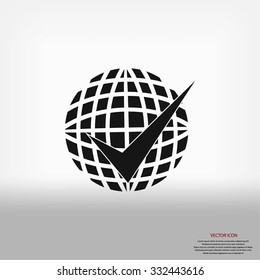 globe and ok icon