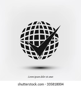 globe and ok icon