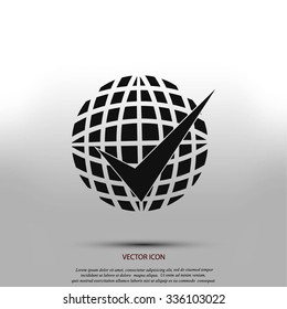 globe and ok icon
