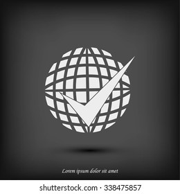globe and ok icon