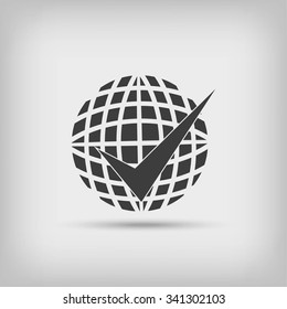 globe and ok icon