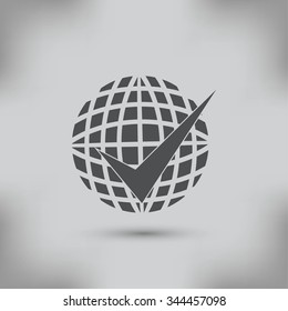 globe and ok icon