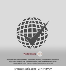 globe and ok icon