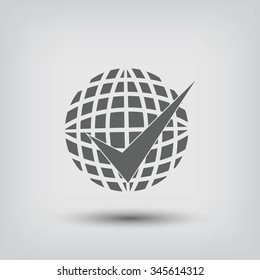 globe and ok icon