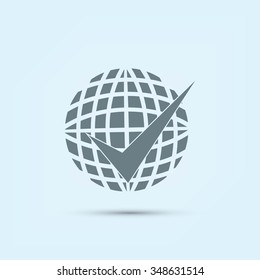 globe and ok icon