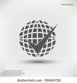 globe and ok icon