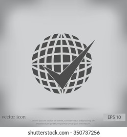 globe and ok icon
