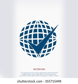globe and ok icon