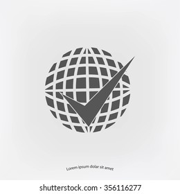 globe and ok icon