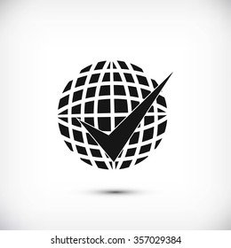 globe and ok icon