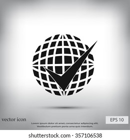 globe and ok icon