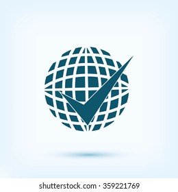 globe and ok icon