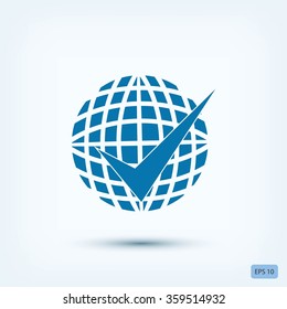 globe and ok icon