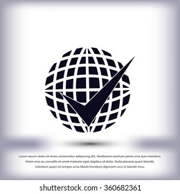 globe and ok icon
