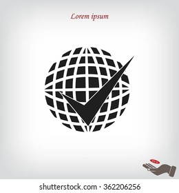 globe and ok icon
