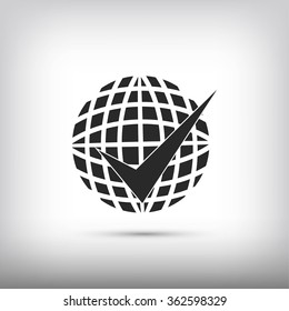 globe and ok icon