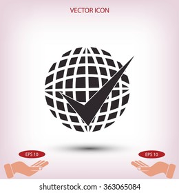 globe and ok icon