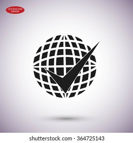 globe and ok icon