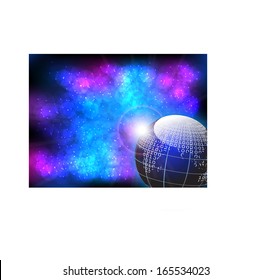 Globe on abstract background with stars
