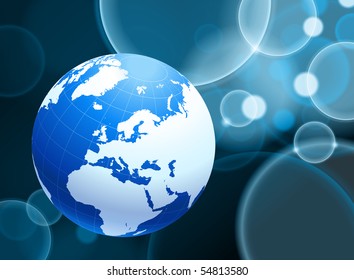 Ilustração Original do Globo no Plano de Fundo da Bolha Abstrata