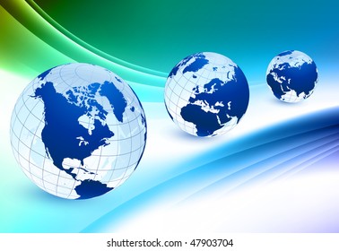 Globe on Abstract Color Background Original Vector Illustration
