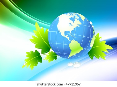 Globe on Abstract Color Background Original Vector Illustration