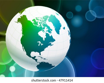 Globe on Abstract Color Background Original Vector Illustration