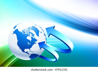 Globe on Abstract Color Background Original Vector Illustración