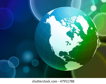 Globe on Abstract Color Background Original Vector Illustración