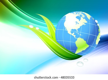 Globe on Abstract Color Background Original Vector Illustration