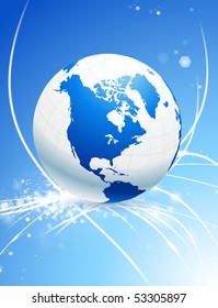 Globe on Abstract Glare Background Original Illustration