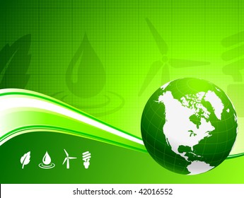 Globe on abstract green background