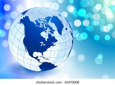 Globe on Abstract Lens Flare Background Original Vector Illustration