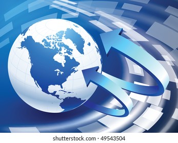 Globe on Abstract Liquid Wave Background Original Vector Illustration