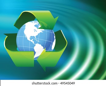 Globe on Abstract Liquid Wave Background Original Vector Illustration
