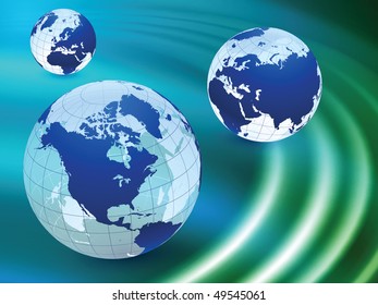 Globe on Abstract Liquid Wave Background Original Vector Illustration
