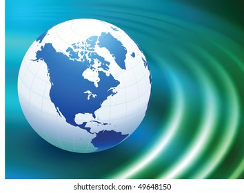 Globe on Abstract Liquid Wave Background Original Vector Illustration