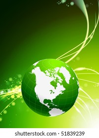 Globe on Abstract Modern Light Background Original Illustration